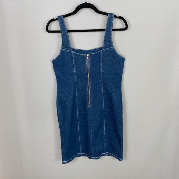 MINKPINK Women Denim Jean Bodycon Dress in Dark Wash Size Medium - Picture 5 of 10